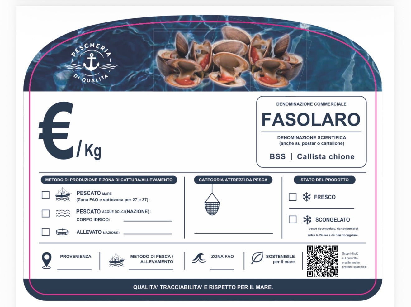 Cartellino fasolaro con qr code