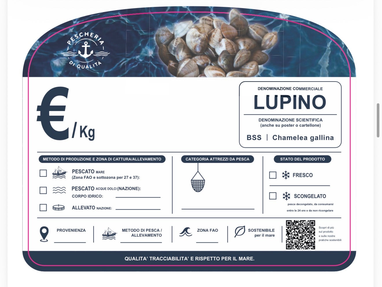 Cartellino lupino con qr code