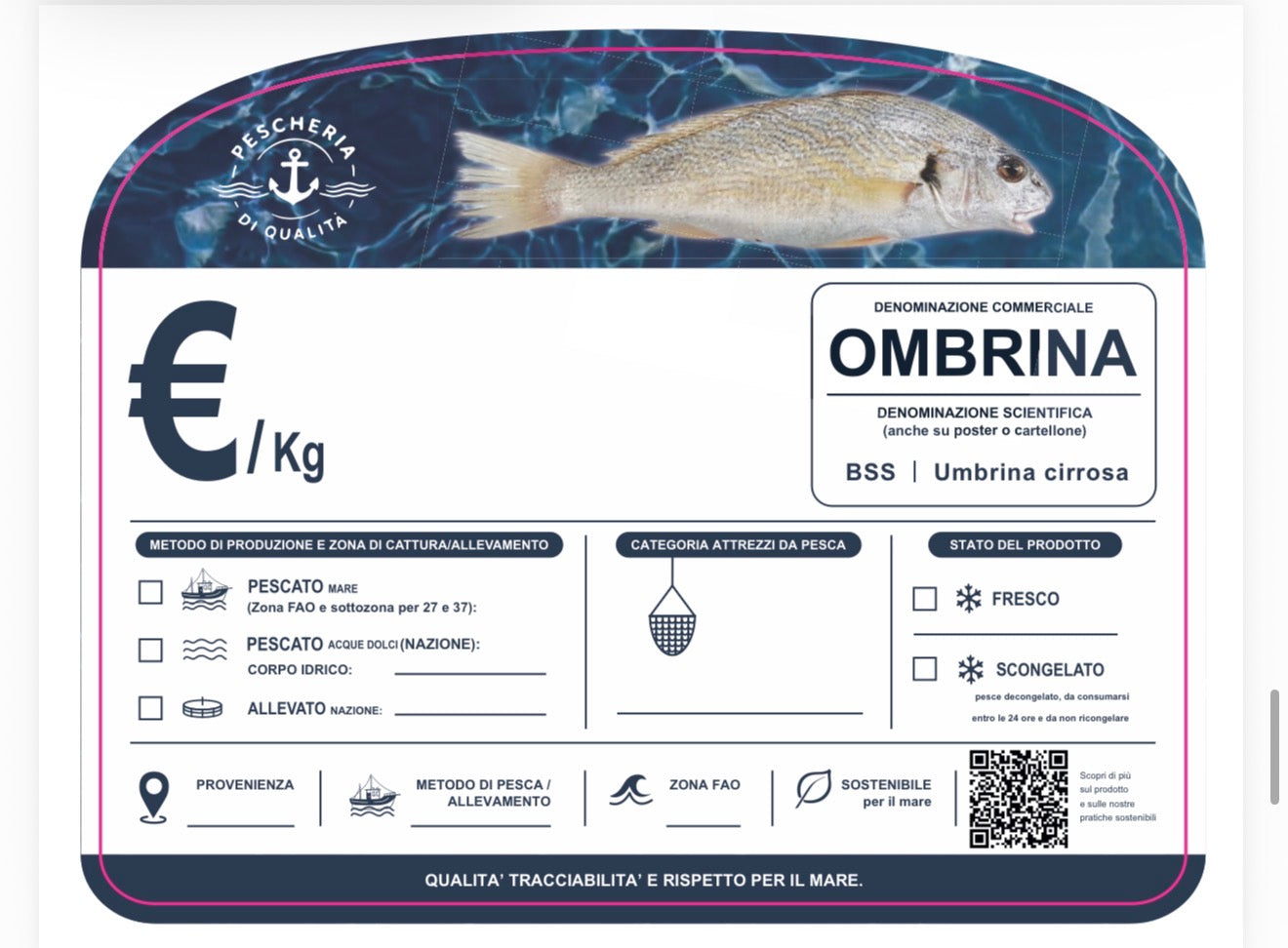 Cartellino ombrina con qr code