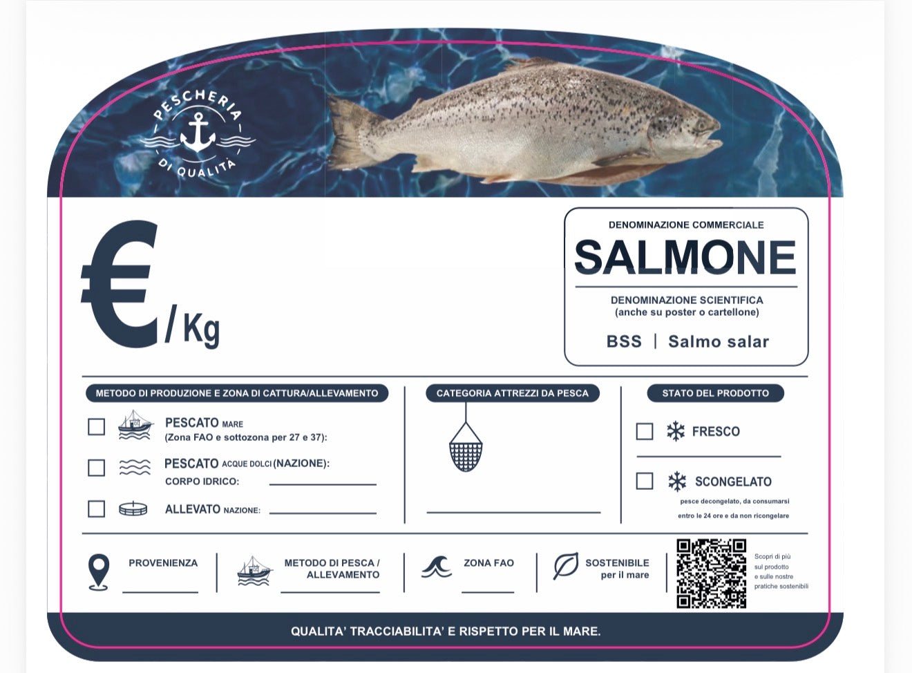 Cartellino salmone con qr code