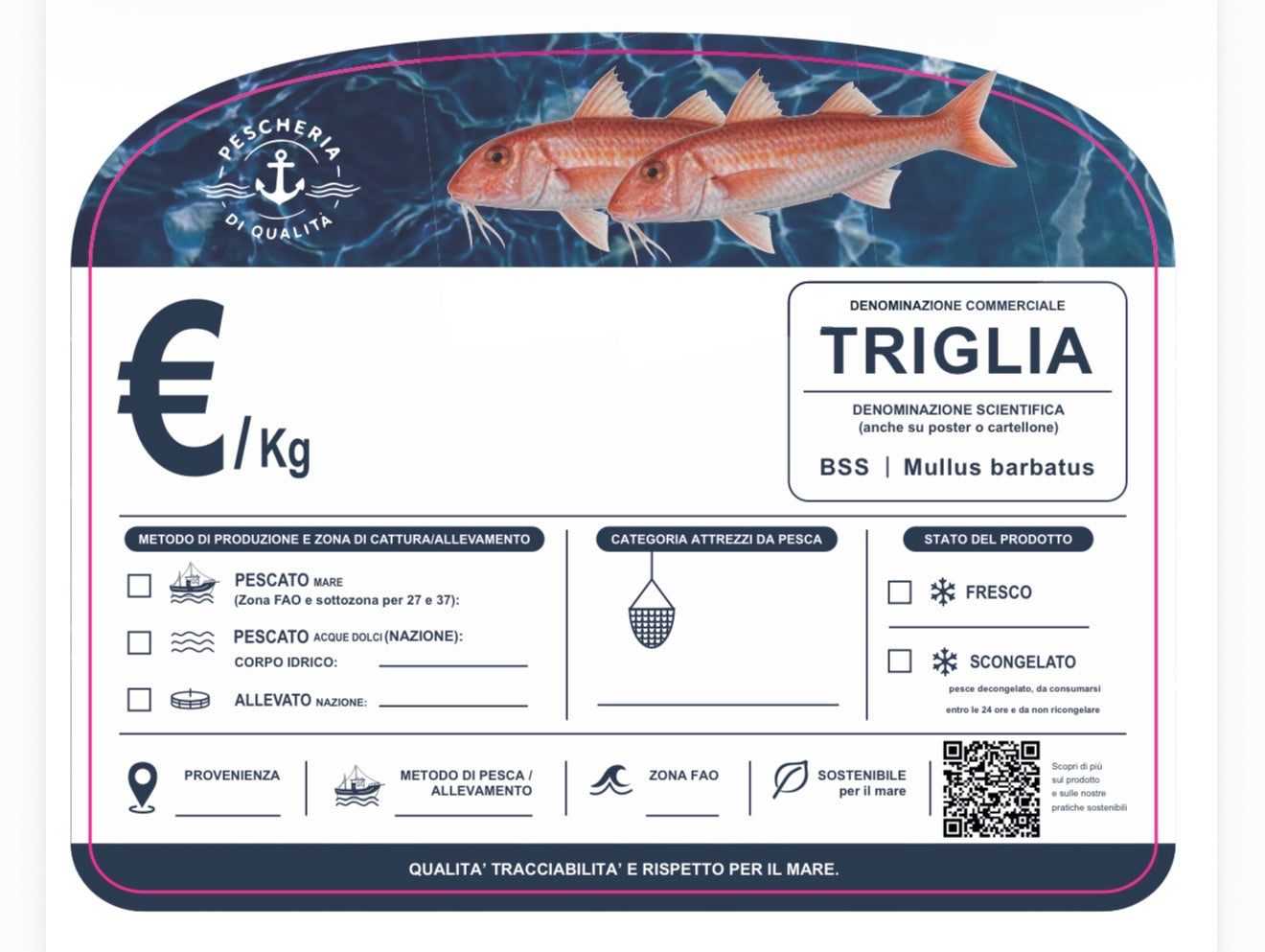 Cartellino triglia con qr code