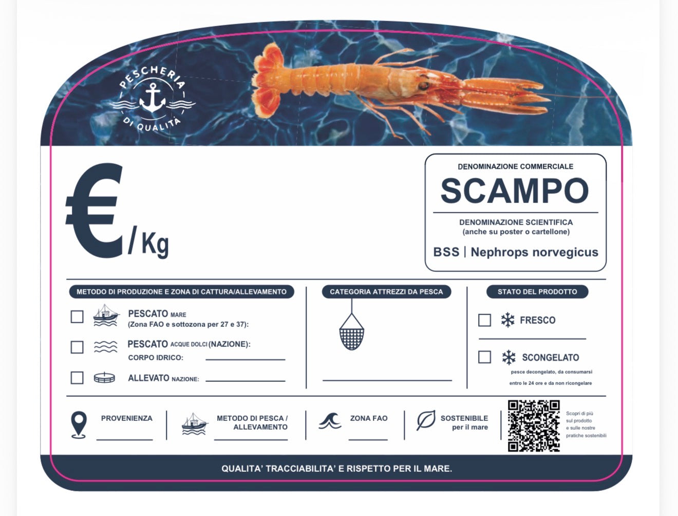 Cartellino scampo con qr code