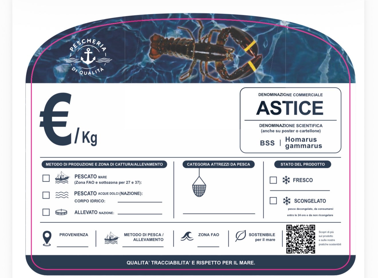 CARTELLINO ASTICE CON QR CODE