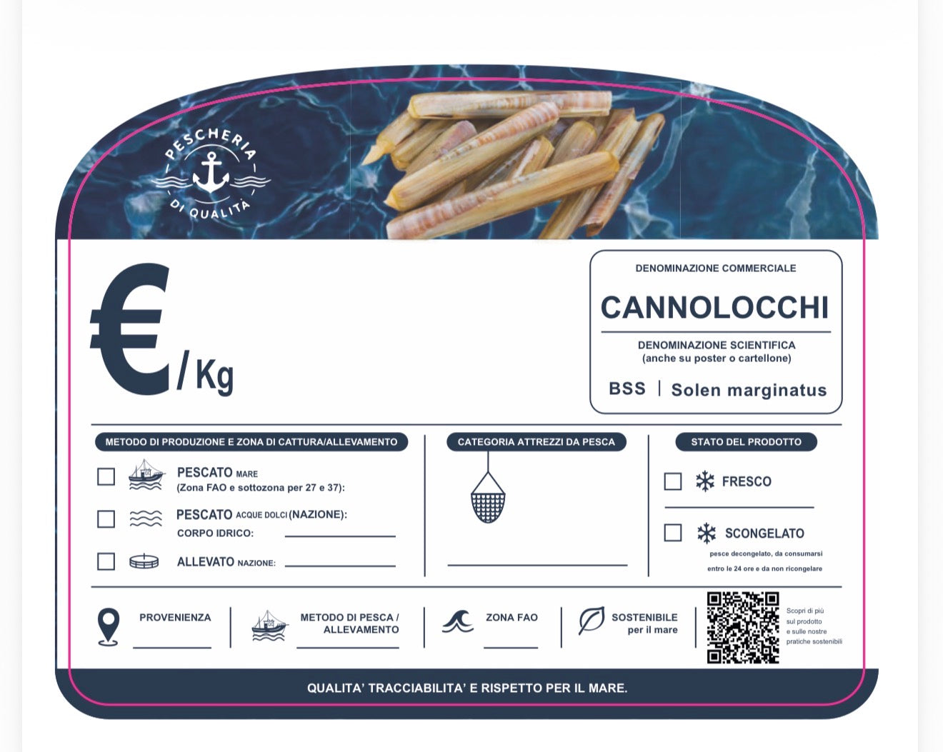 Cartellino canolicchi con qr code