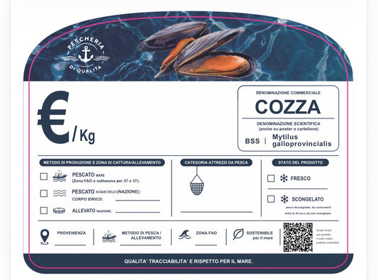 Cartellino cozza con qr code