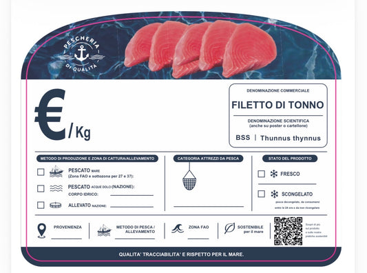 Cartellino filetto di tonno con qr code