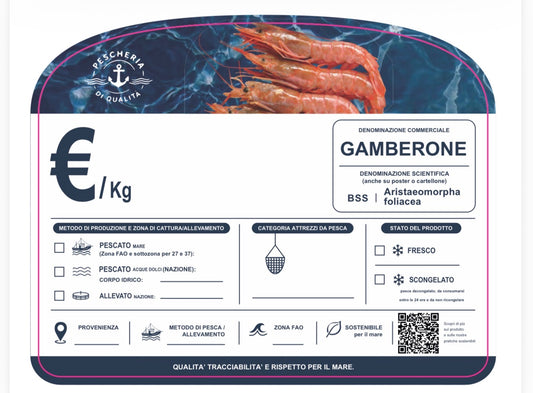 Cartellino gamberone con qr code