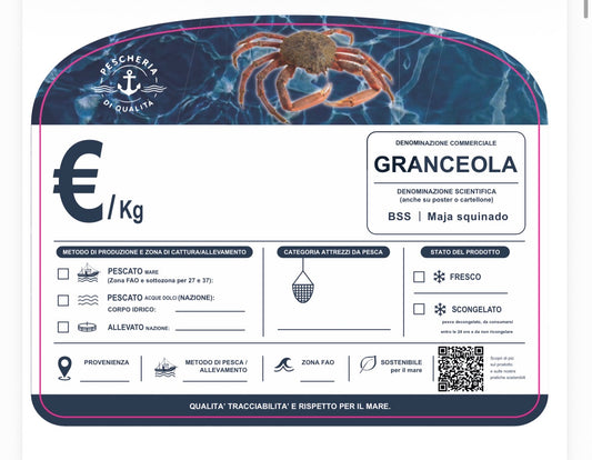 Cartellino granceola con qr code