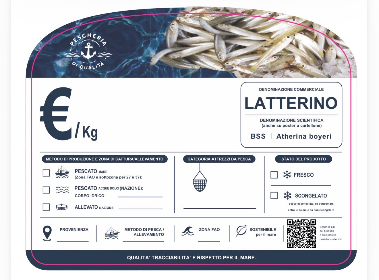 Cartellino latterino con qr code