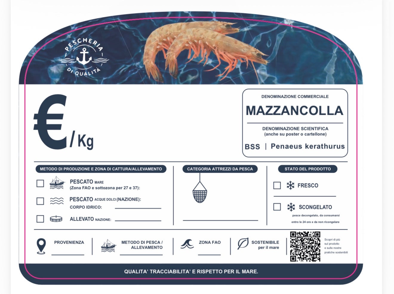 Cartellino mazzancolla con qr code