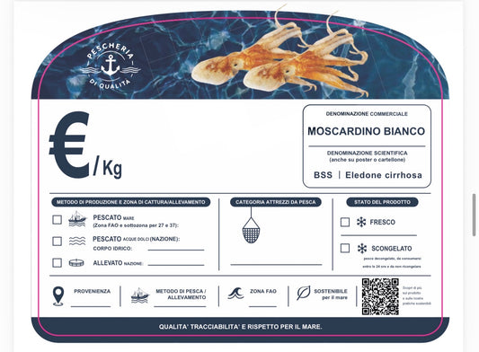 Cartellino moscardino bianco con qr code