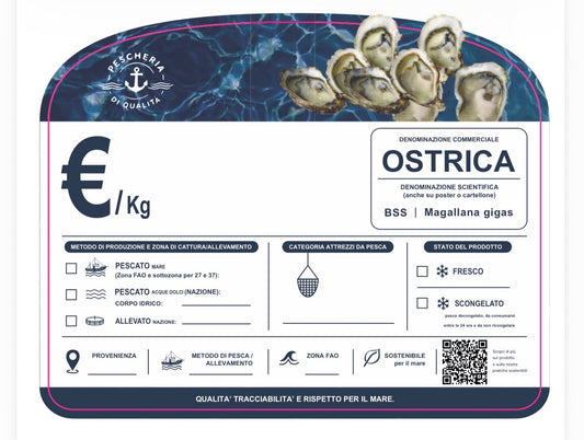 Cartellino ostrica con qr code