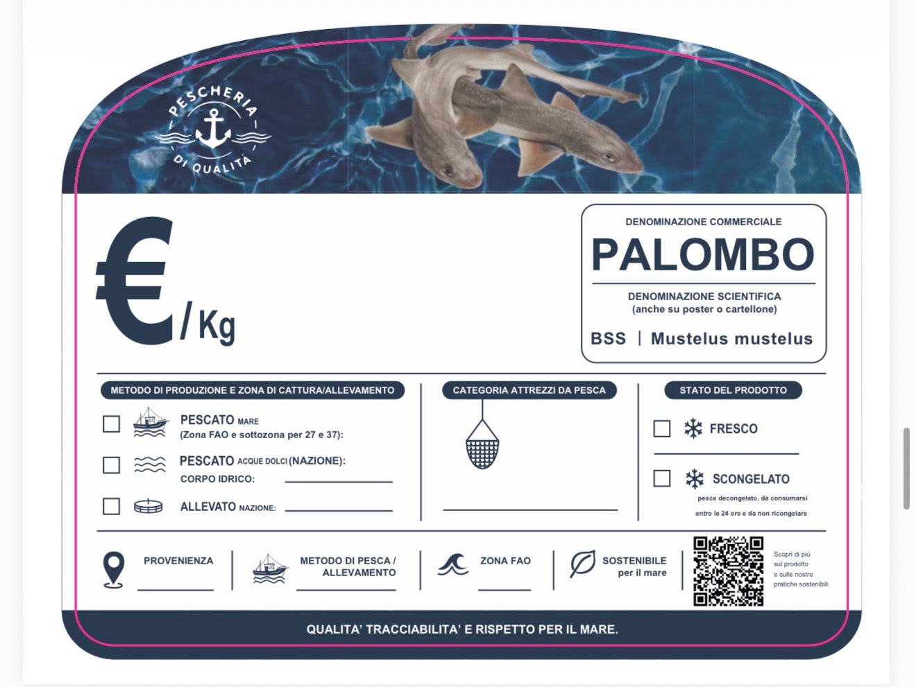 Cartellino palombo con qr code