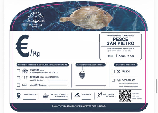 Cartellino pesce San Pietro con qr code
