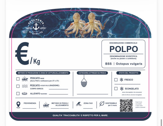 Cartellino polpo con qr code