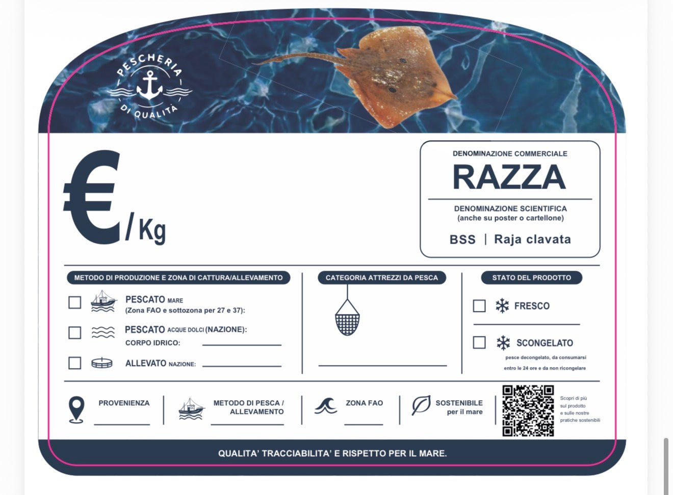 Cartellino razza con qr code