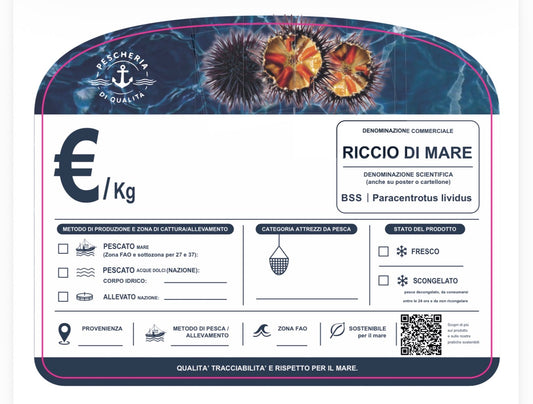 Cartellino riccio di mare con qr code