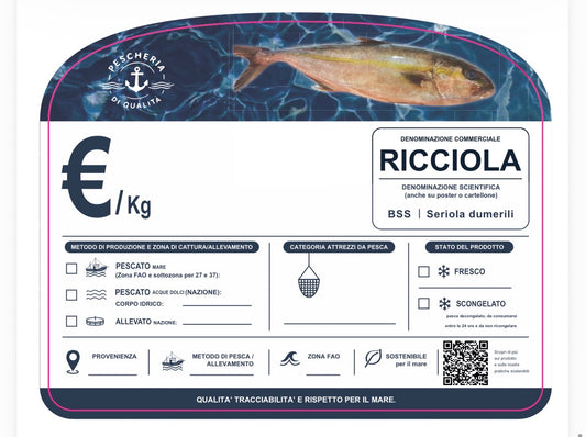 Cartellino ricciola con qr code