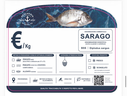 Cartellino sarago con qr code