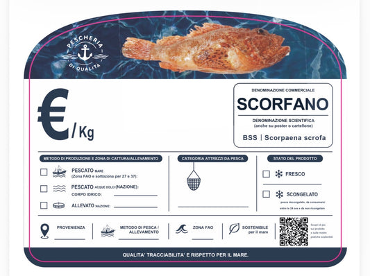 Cartellino scorfano con qr code