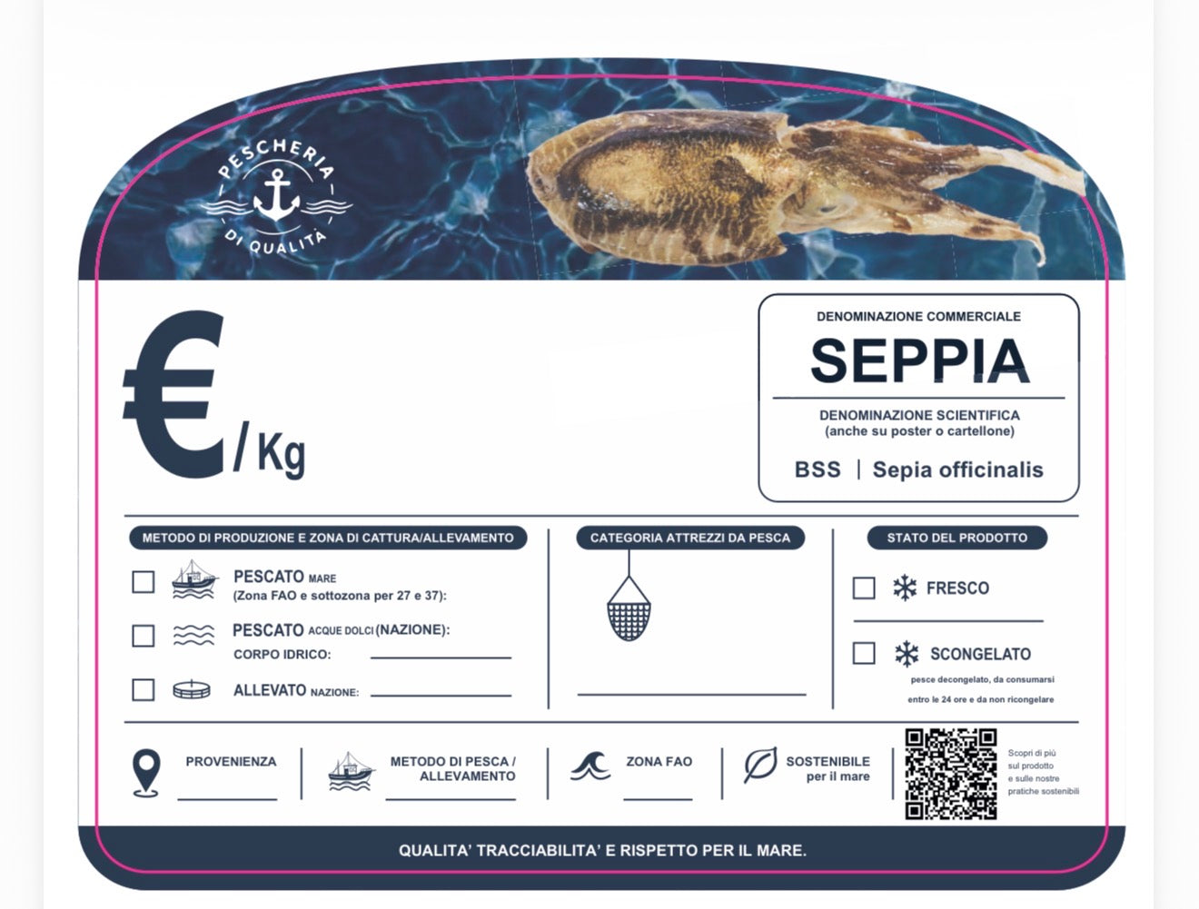 Cartellino seppia con qr code