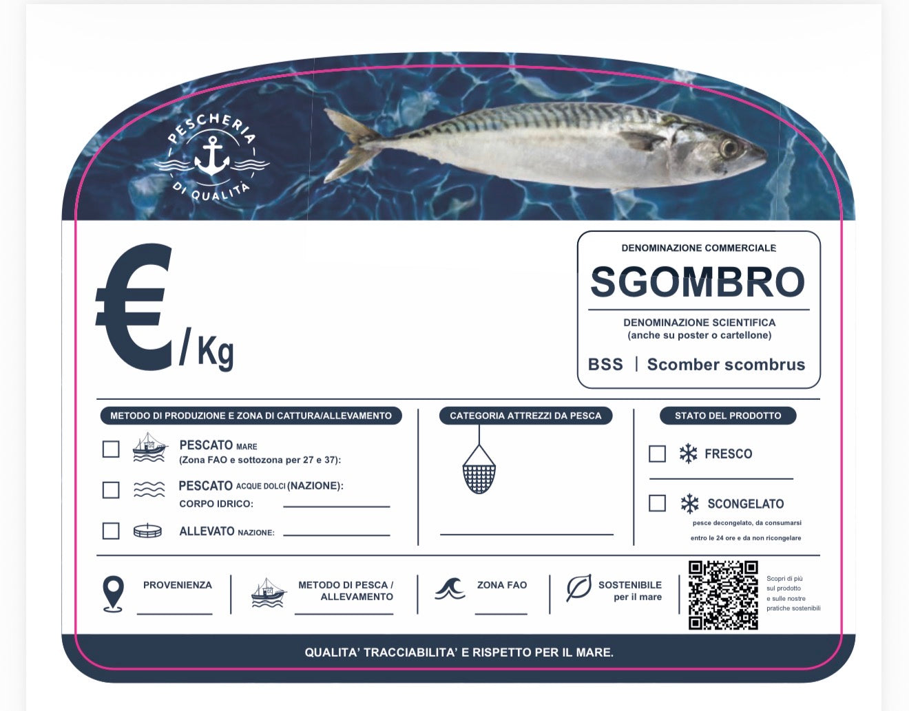 Cartellino sgombro con qr code