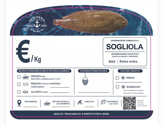 Cartellino sogliola con qr code