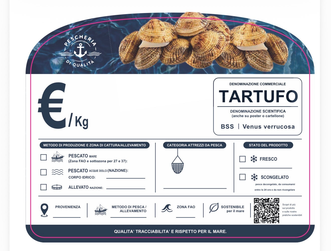 Cartellino tartufo con qr code