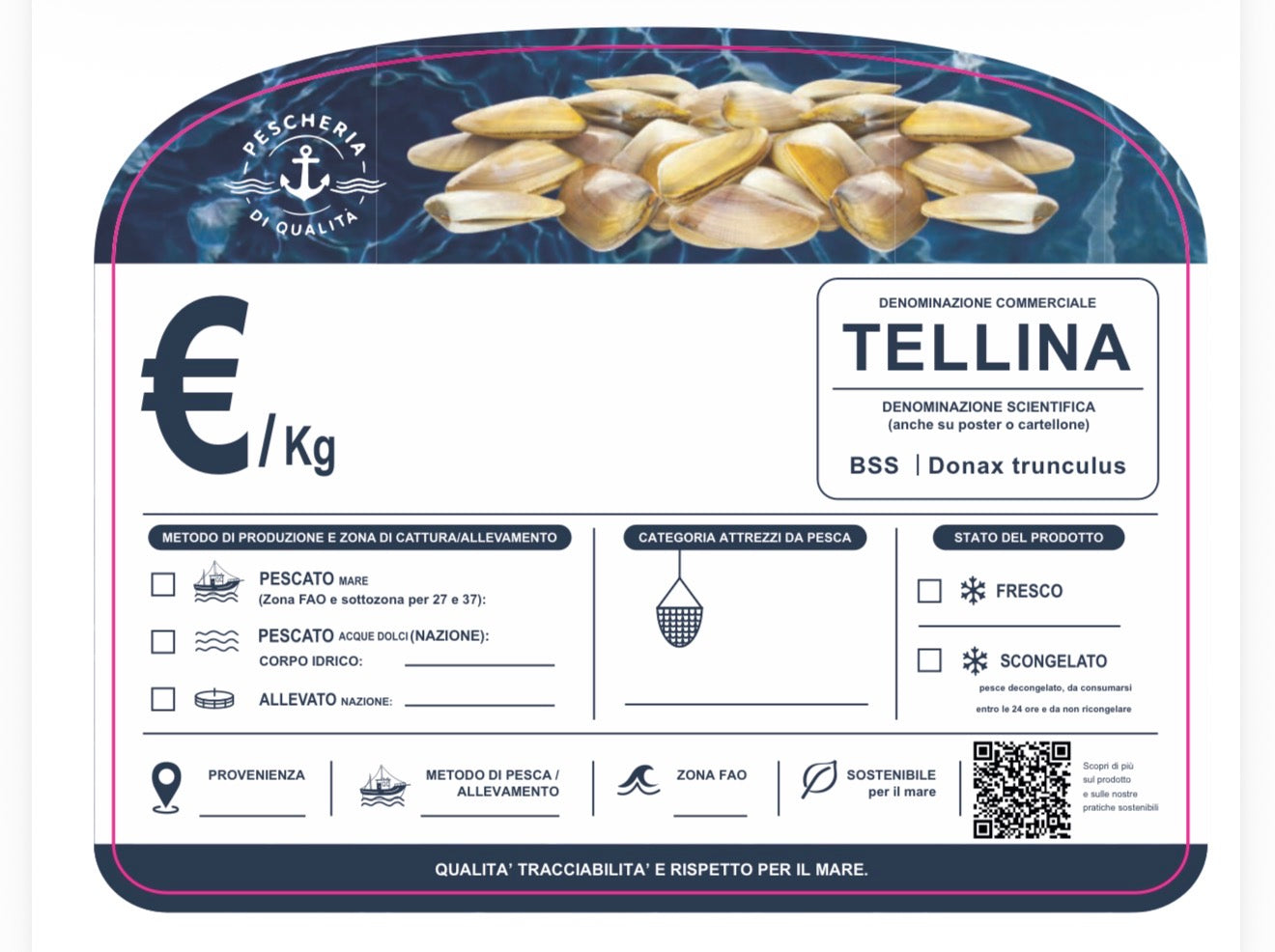 Cartellino tellina con qr code