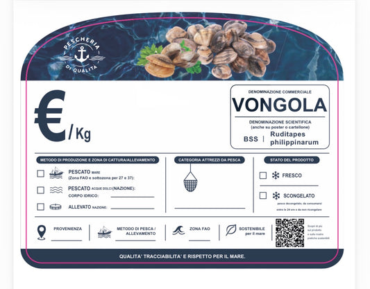 Cartellino vongola con qr code
