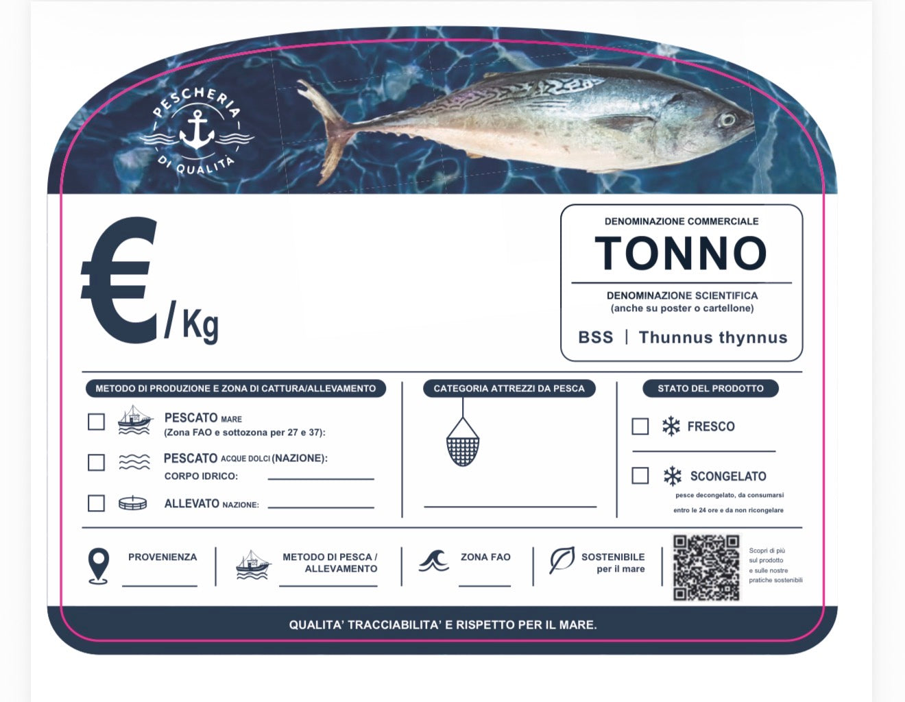 Cartellino tonno con qr code
