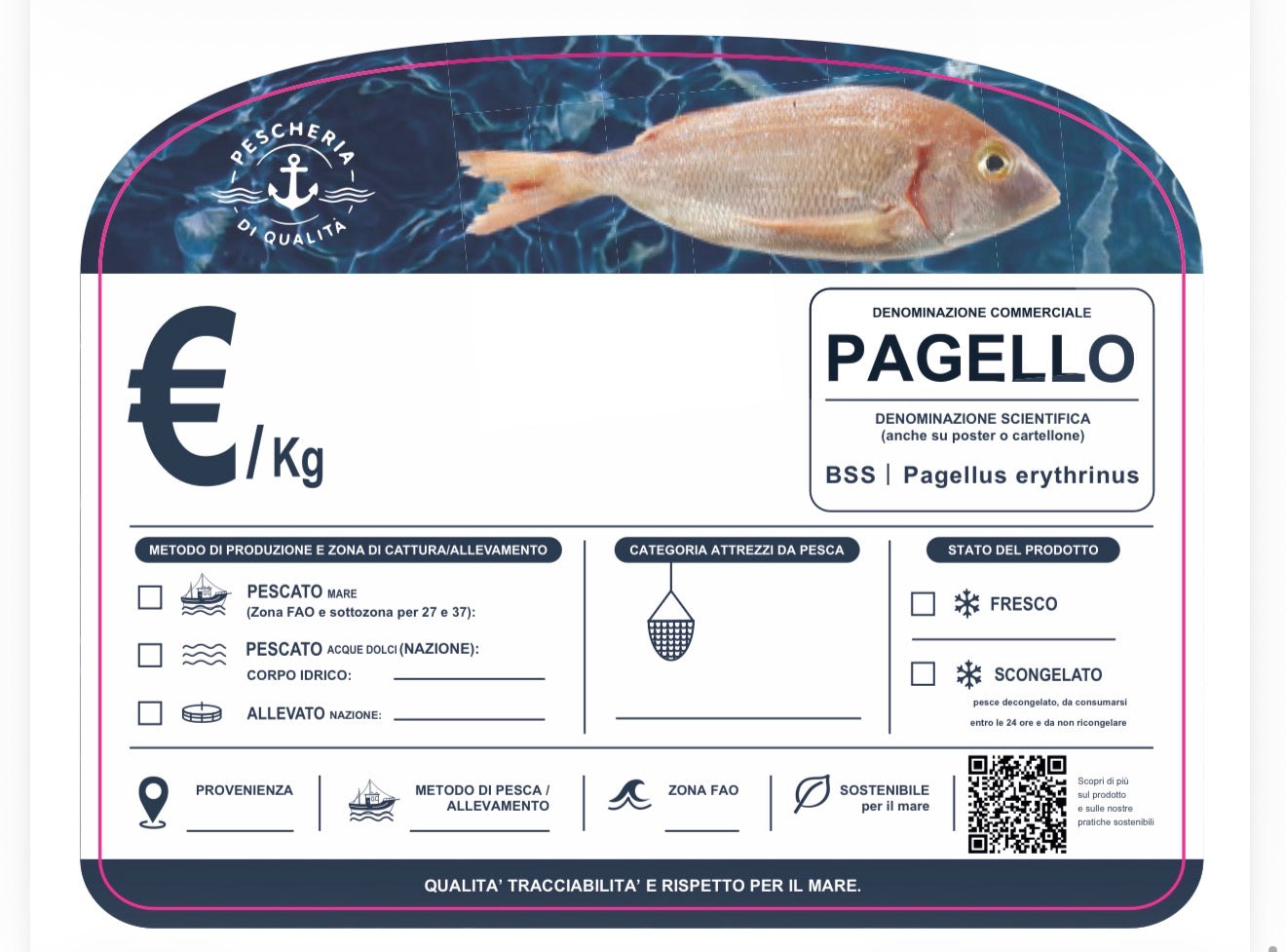 Cartellino pagello con qr code