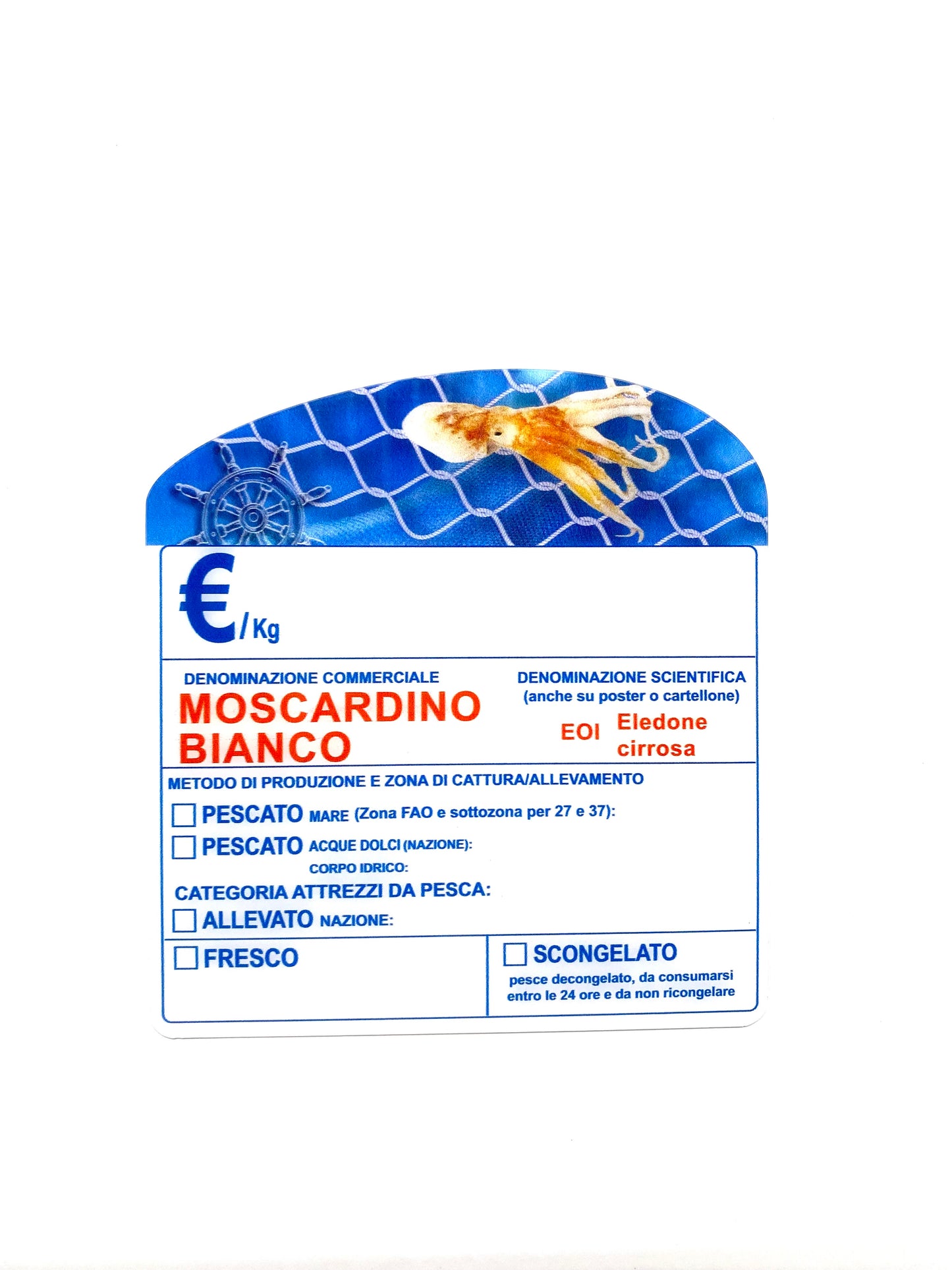 Cartellino moscardino bianco